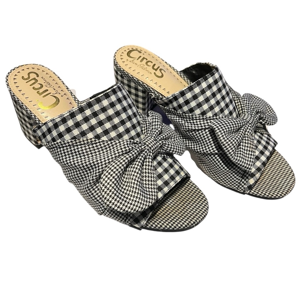 Circus by Sam Edelman Gingham Block Heel Sandals with Bow. Size 7
